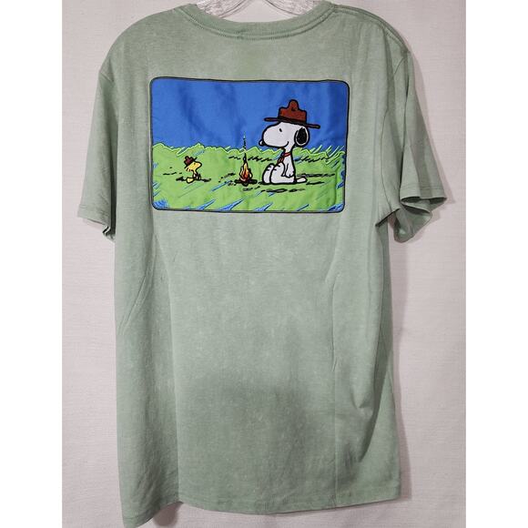 Snoopy and Woodstock men's medium green shirt - Picture 1 of 5